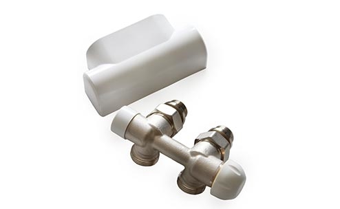 Thermostatic angle valve with by-pass and lockshield