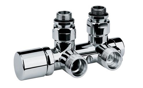 Thermostatic angle valve with by-pass and lockshield